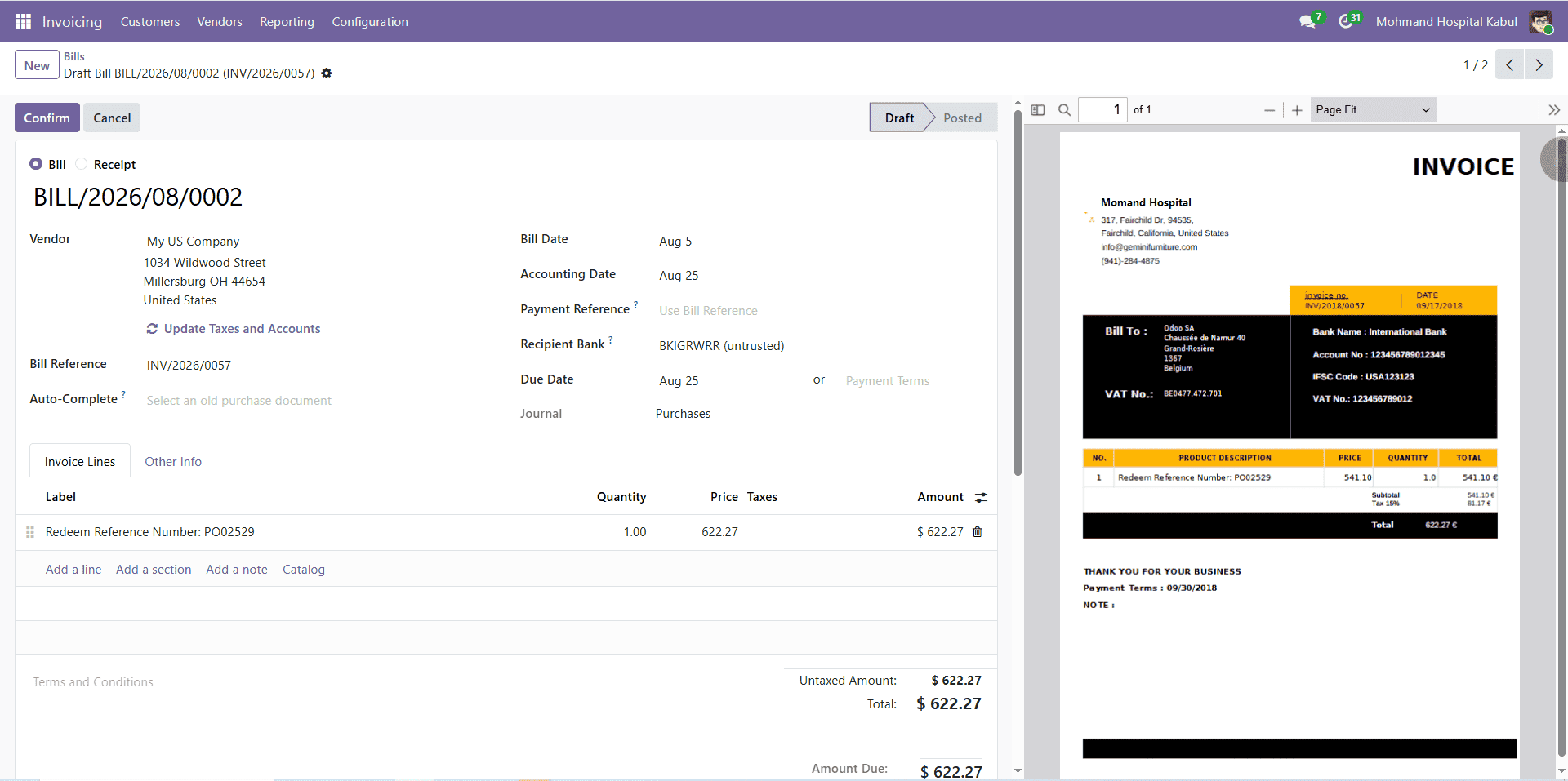 Vendor bills