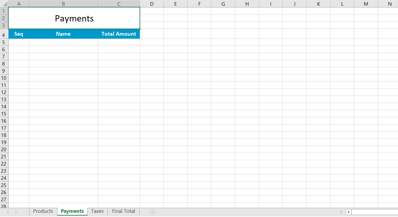 Point Of Sale excel report payments sheet